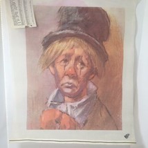 Sad Clown Portrait Needlepoint Canvas 19.5&quot; x 24&quot; 13 Count - $48.37