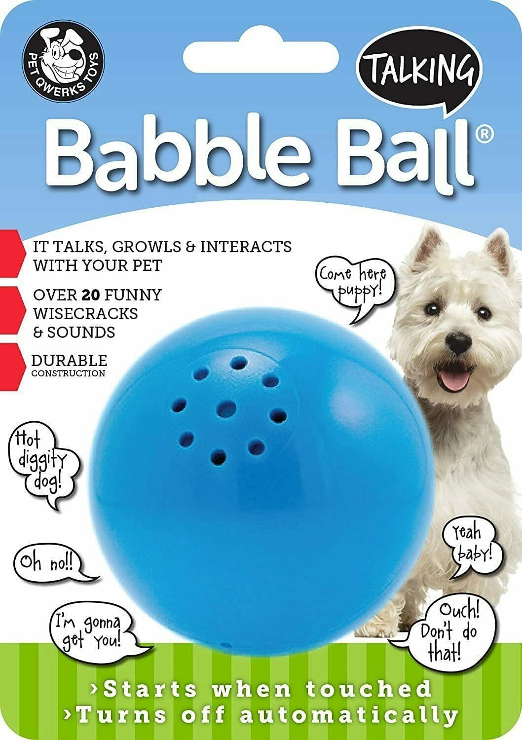 Medium Talking Babble Ball Toy for Dogs - Pet Qwerks - Blue - $10.40