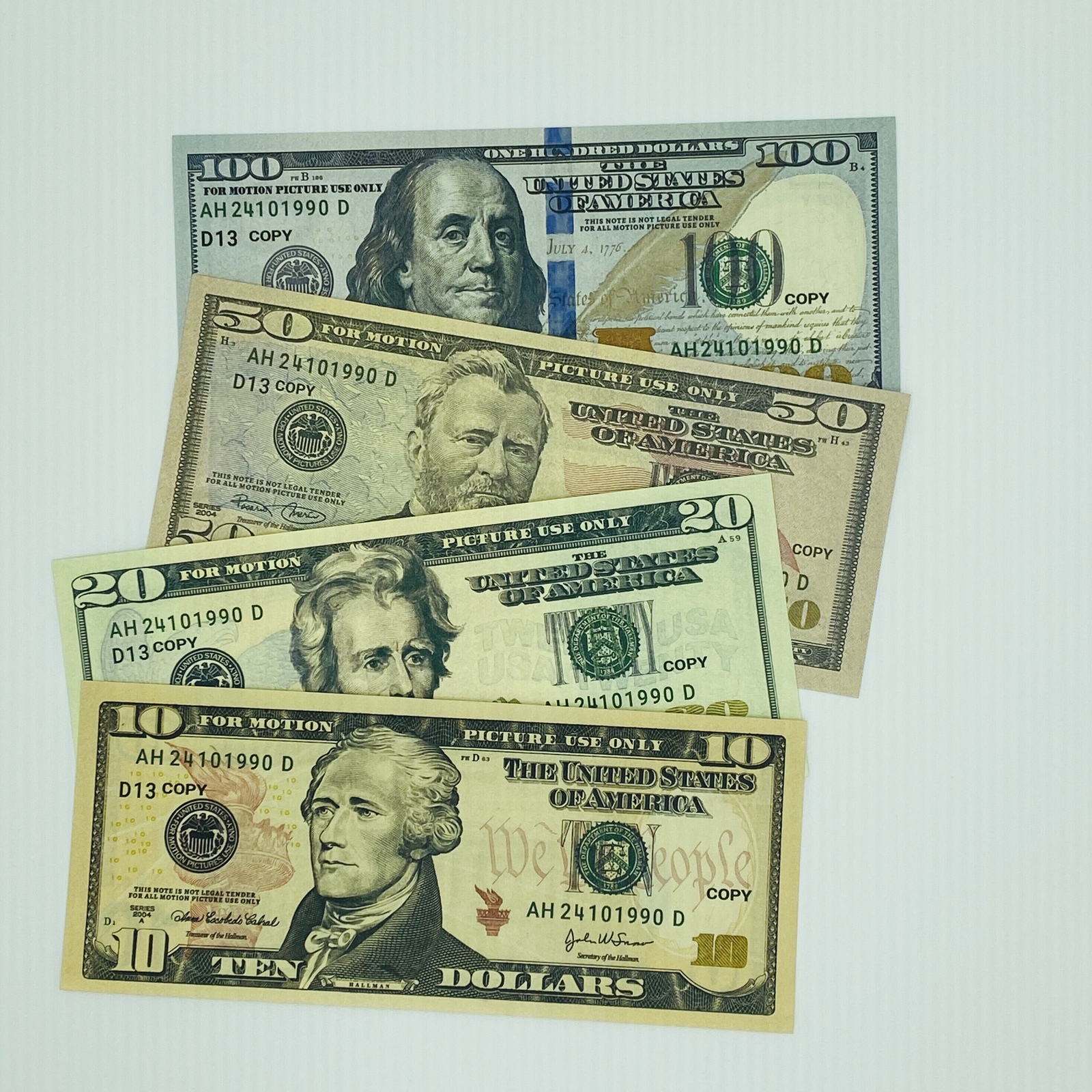 100 Pcs $100+$50+ $20+$10 Full Print Double sided Prop Dollar Fake ...