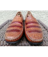 MONTICELLI Men&#39;s Slip-On Brown Crocodile Lizard Leather Moc Toe Loafers ... - $42.07
