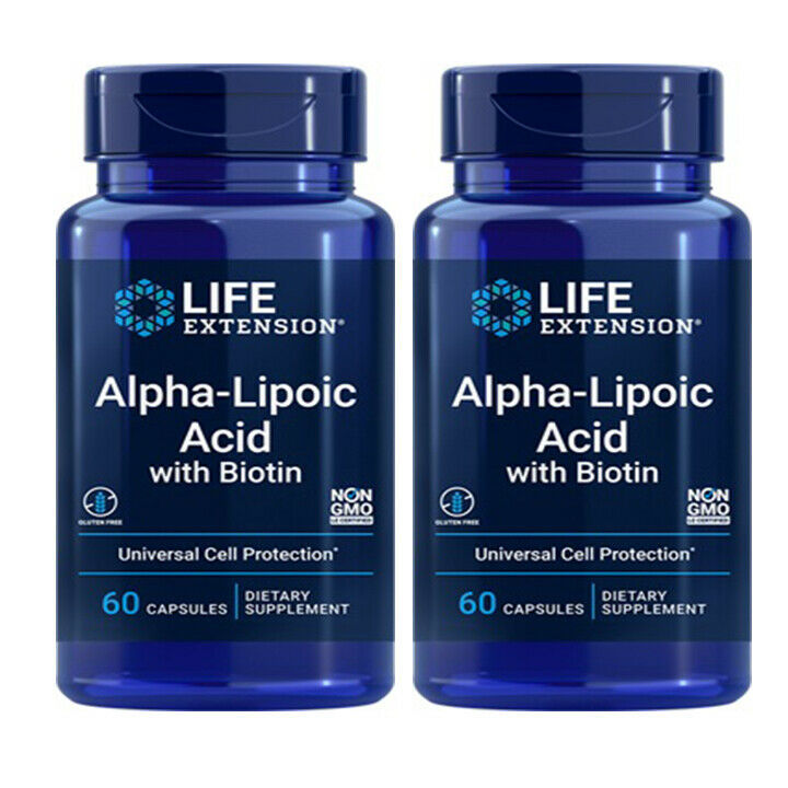 Life Extension Alpha Lipoic Acid with Biotin -60 Caps - 2 Bottles. Get it FAST