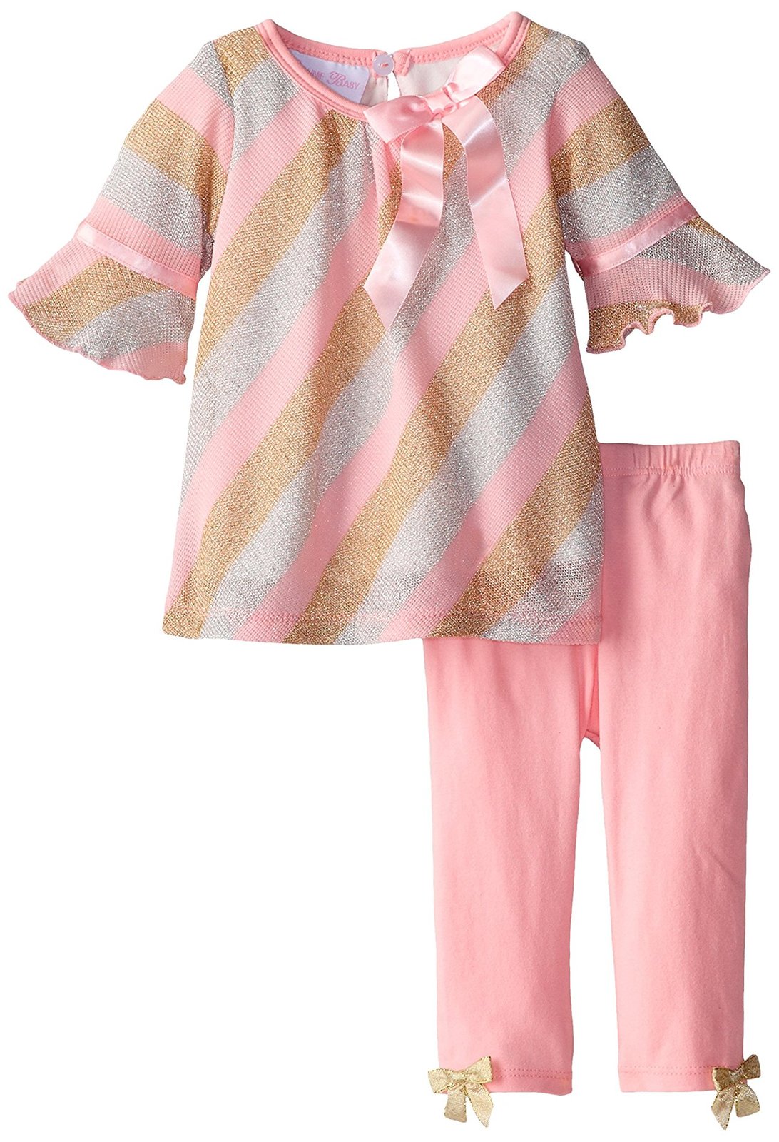 Bonnie Jean Baby Girl 3M-24M Lurex Knit Bias Stripe Dress/legging Set ...