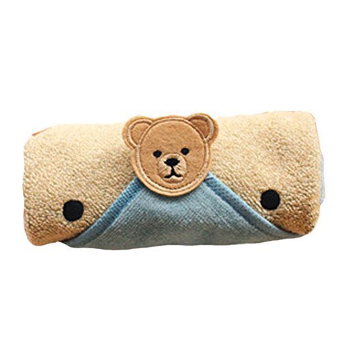 Set of 2 Lovely Catoon Bear Cotton Baby Washcloths Soft Portable Facecloths,Blue