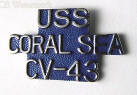 Uss Coral Sea Aircraft Carrier Us Navy Script Lapel Pin 1 Inch - $5.53