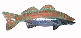 Lg Walleye Salmon Sport Fish Metal Wall Art Trophy Nautical Coastal Boat Tropica - $39.54