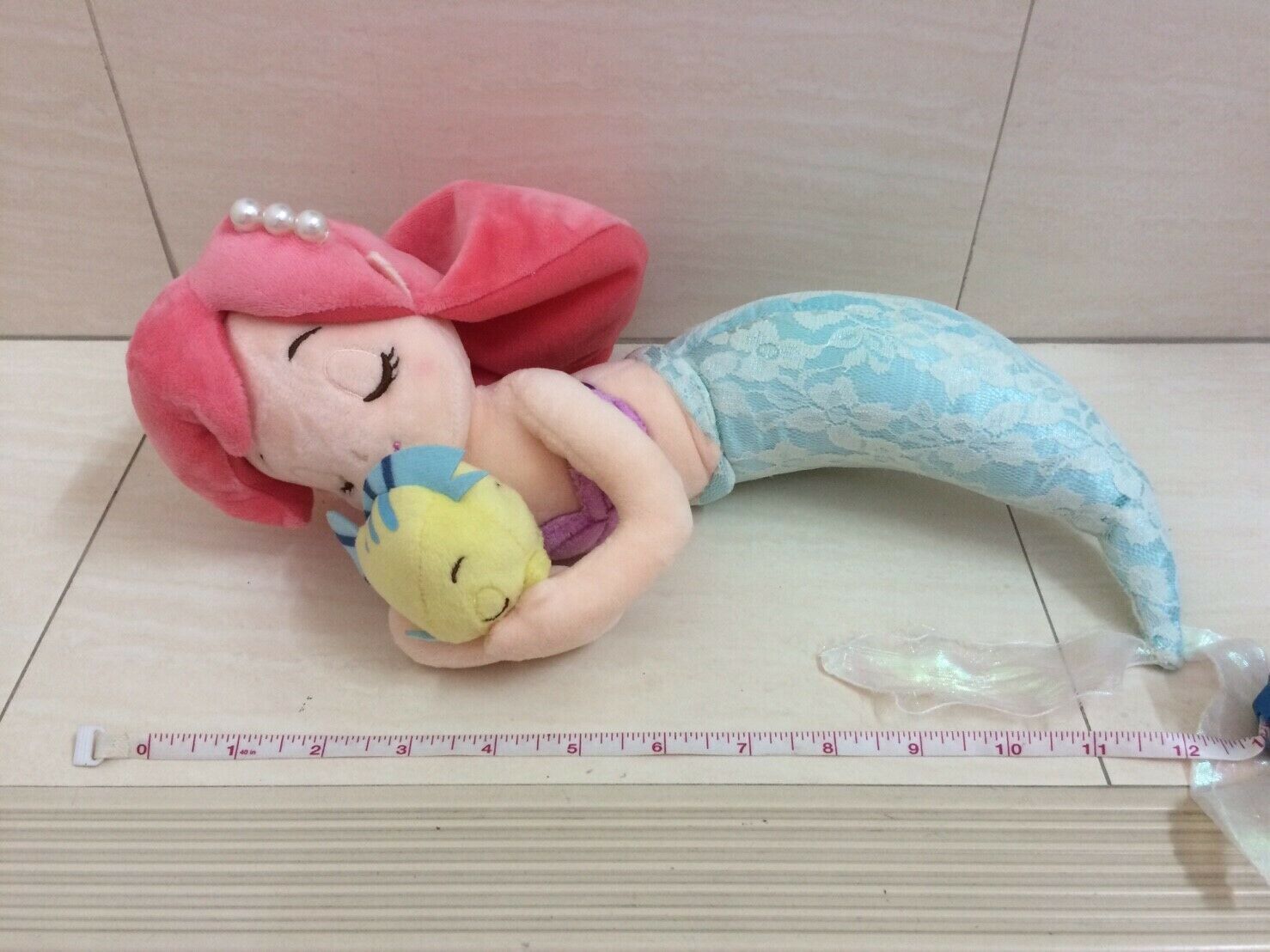 Disney Little Mermaid Ariel Princess And Flounder Plush Doll. Sleep