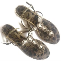 Sam Edelman Ross Jeweled Slingback Thong Metallic Flat Sandals Size 8 - $48.24