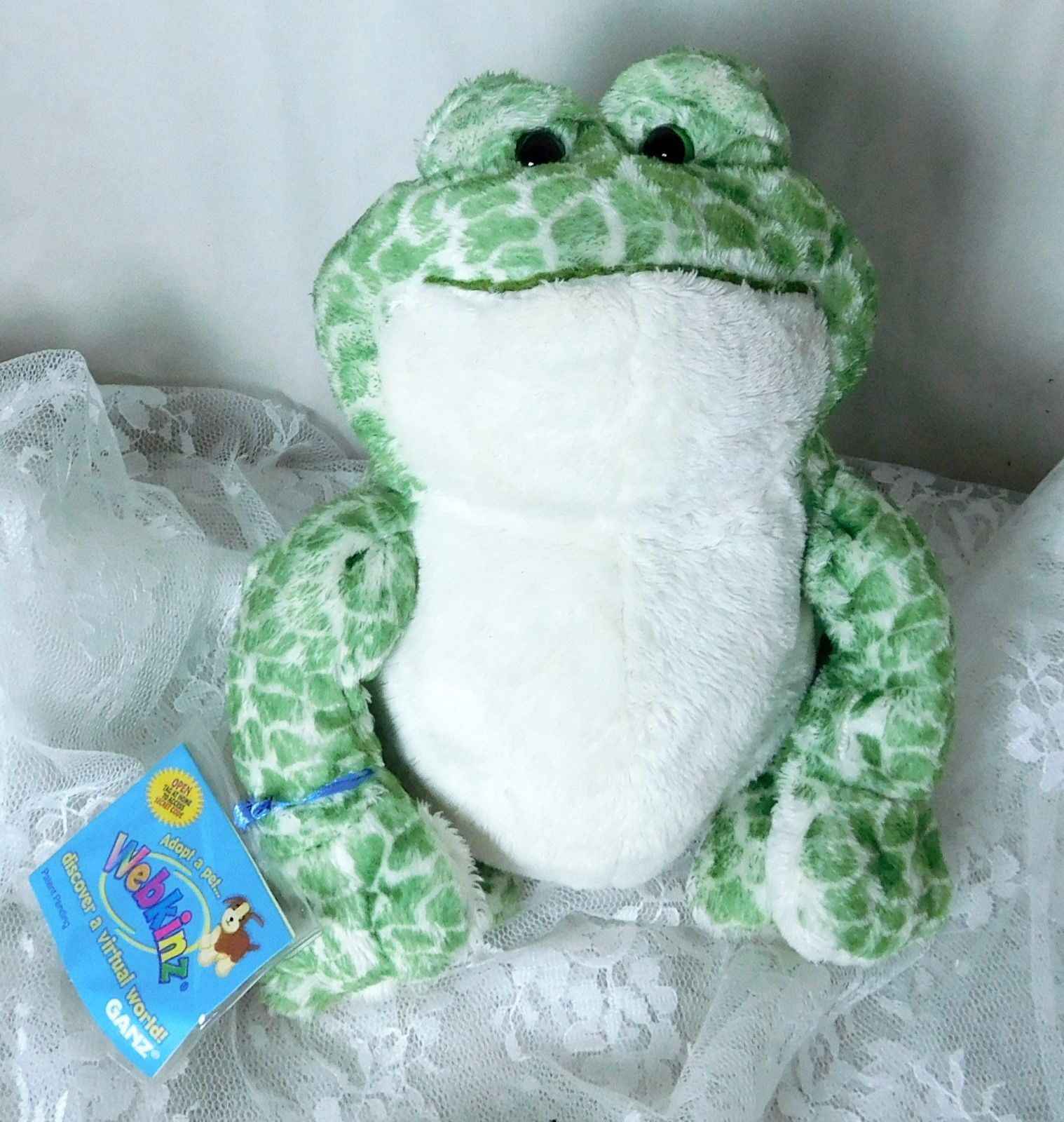 8" Bean Plush Webkinz Green Spotted Frog w/ Sealed Code HM142 