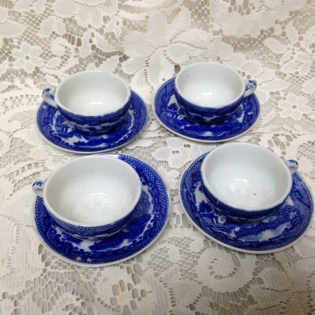 Vintage, Made in Japan Blue Willow 20pc Child’s Tea Set w/ Wicker ...