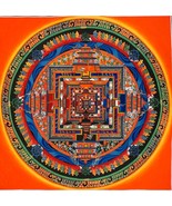 Hand-painted Kalachakra Mandala Tibetan Thangka Art, Painting on canvas,... - $105.95