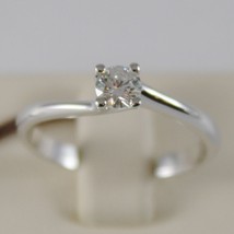 18K White Gold Solitaire Wedding Band Twisted Ring Diamond 0.26 Made In Italy - $1,861.45