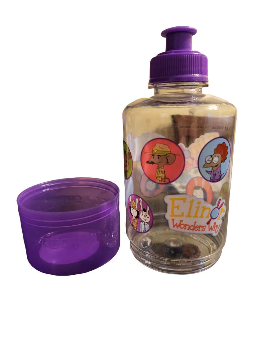 PBS Kids Elinor Wonders Why Plastic Water Bottle & Snack Cup New