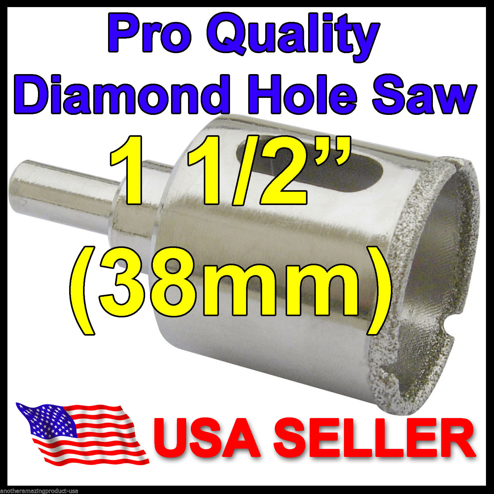 1 1/2"in Pro Diamond Hole Saw 38mm Porcelain Tile Granite Glass Bottles