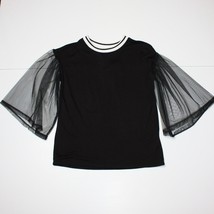 Good Luck Girl Girl&#39;s Black Top Shirt with Flared Mesh Sleeves size S NWT - $19.99