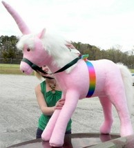 American Made Giant Stuffed Pink Unicorn 3 Feet Wide Soft Made in USA America - $176.05