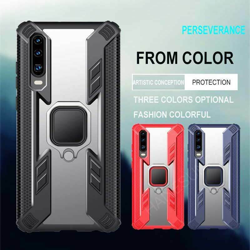 For Huawei P20 P30 Mate 20 Lite Ring Holder Stand Phone Case Shockproof Cover