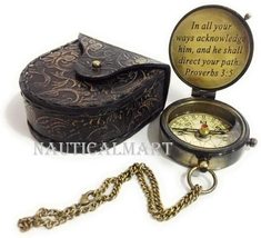NauticalMart Brass Compass Sparrow Bird with Case Engraved in All Your Ways Ackn image 3
