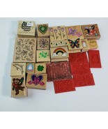 Wood Block Stamps Lot 18+ - Spring Themed - Hearts, Flowers, Clovers, Bu... - $27.71
