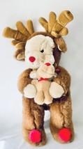 Plush Creations Inc. Bear In Reindeer Costume 1994 Vintage Christmas Ted... - $21.99