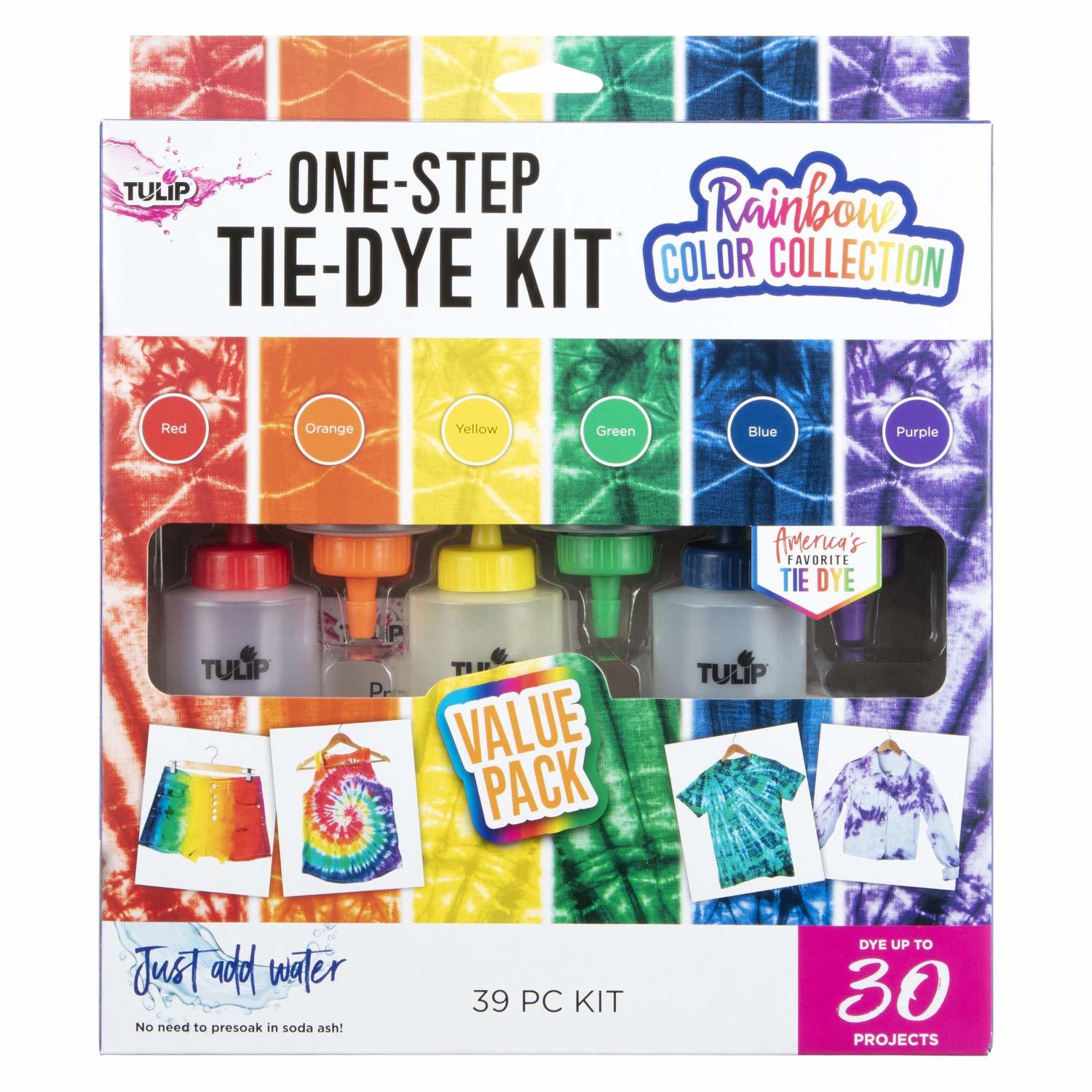 Tulip One-Step Tie-Dye Kit 6 Rainbow, 4 Bonus Refill Packs, Long Lasting Results