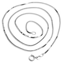 SOLID 18K WHITE GOLD CHAIN 1.1 MM VENETIAN SQUARE BOX 15.75", 40 cm, ITALY MADE image 1