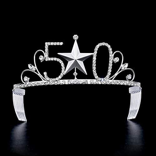 Dczerong 50th Birthday Princess Tiara Crowns Women 50th Birthday Queen Crown Tia Tiaras