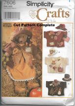 Simplicity 7606 Craft Bear 31'' inches, Dress, Hats and Jackets, Door Greeter - $14.00