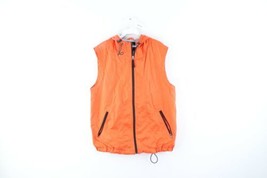 Vintage Gap Streetwear Mens Medium Hooded Windbreaker Vest Jacket Orange Nylon - $48.46