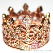 Beauty for Ashes Fleur de Lis Royalty Princess Rosegold Plt. Crown of Li... - $68.00