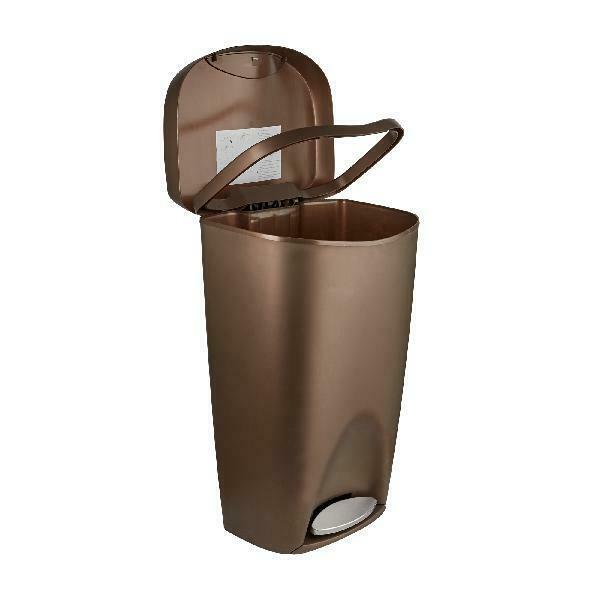 Umbra Brim 13 Gallon Trash Can with Lid, Stainless Steel Foot Pedal, Bronze Trash Cans