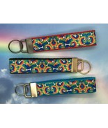 Dog Keychain, Tie Dyed Ribbon Key Fob, Dog Bone Wristlet Lanyard Strap, ... - $9.98