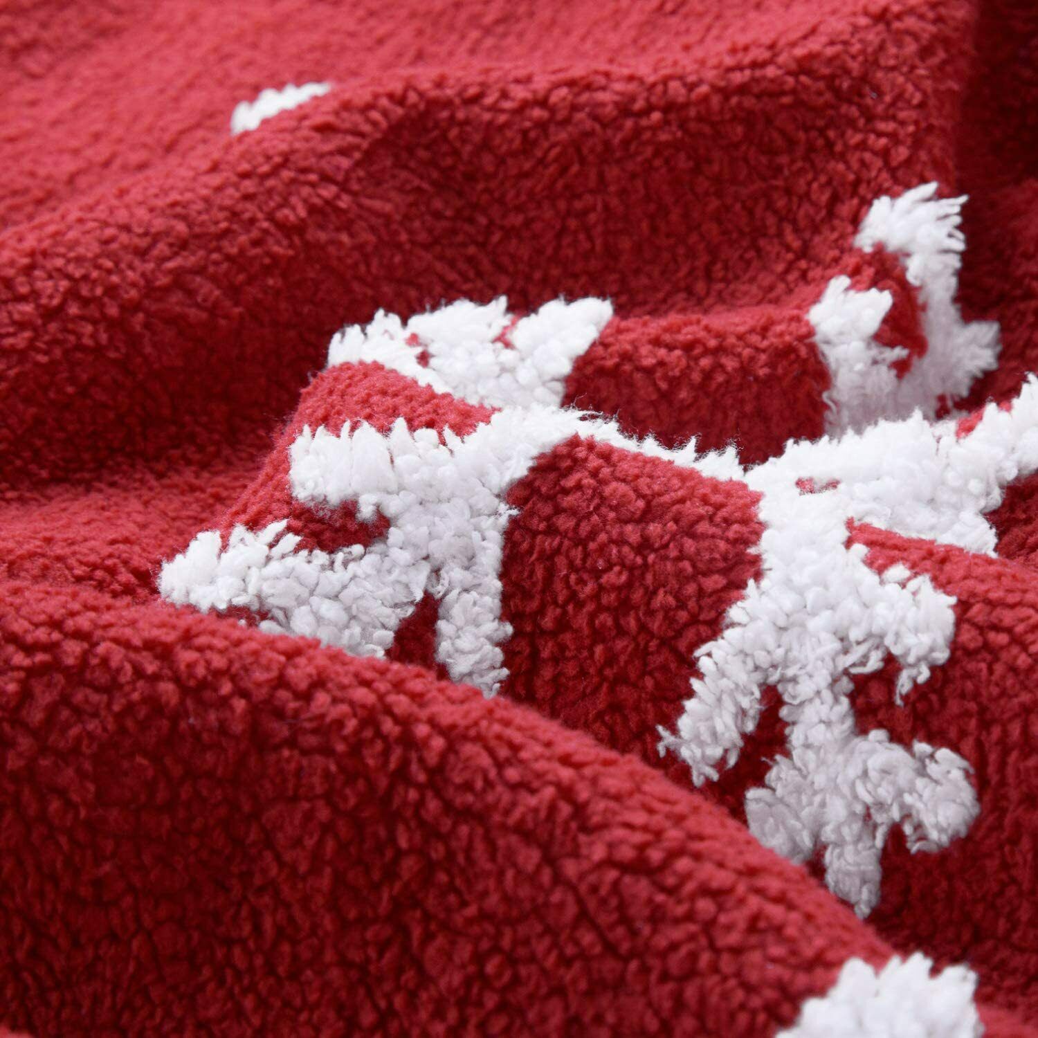 Bedsure Christmas Holiday Sherpa Fleece Throw Blanket Snowflake Red and White Fu - Blankets & Throws