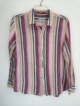 RAILS Womens MEDIUM Striped Linen Blend Long Sleeve Button Shirt Blouse - $24.74