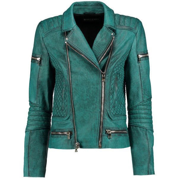 Women’s Designer Outfit Diamond Quilted Moto Teal Leather Jacket - All ...