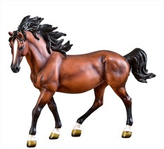 Horse Figurine Standing Brown with Black Mane and Tail 11" High Country Resin 