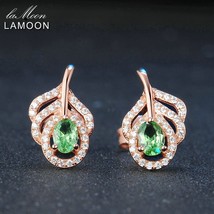 LAMOON 925 Silver Earrings For Women Peridot Gemstone Stud Earring 18K R... - $22.97