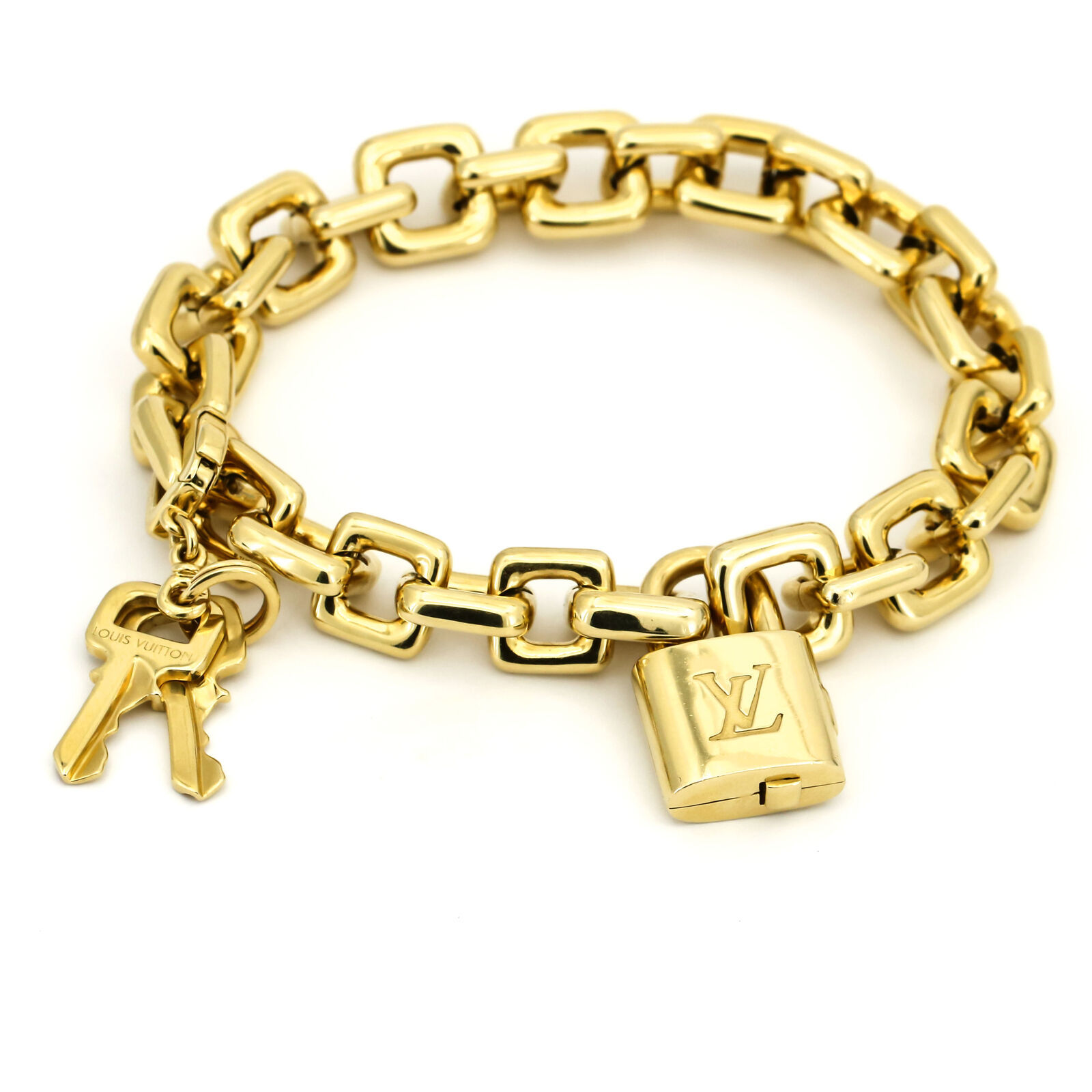 Louis Vuitton Padlock and Keys Charm Bracelet in 18k Yellow Gold with ...