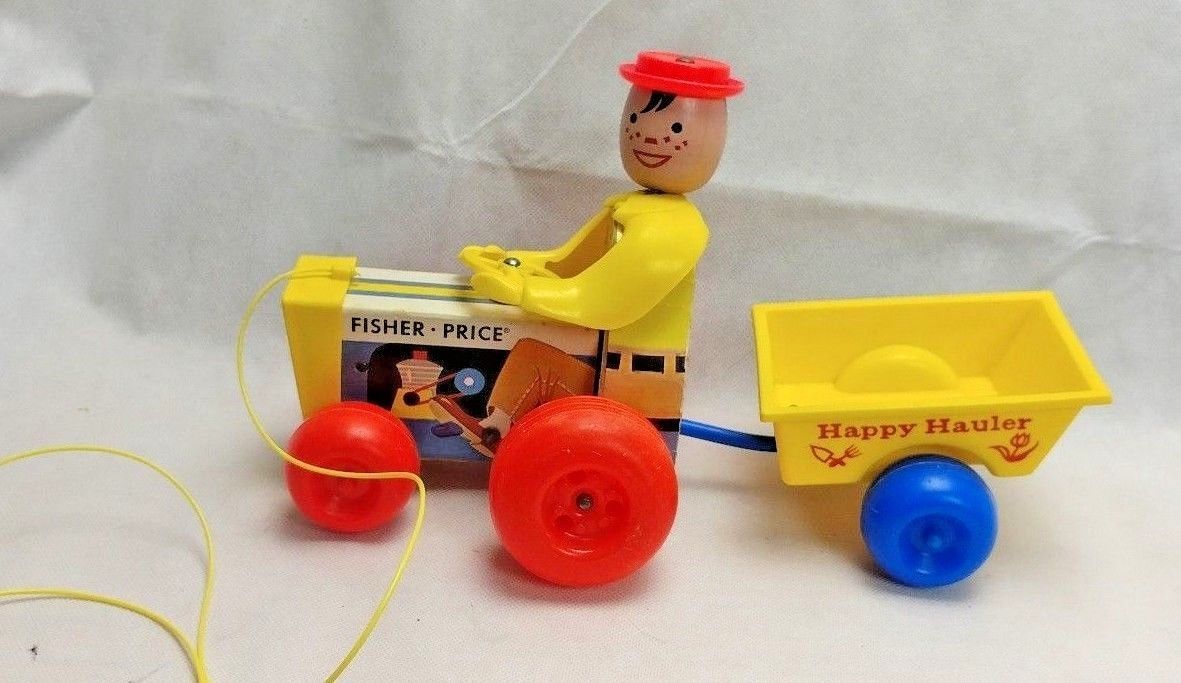 Vintage Fisher 1967 Happy Hauler And 50 Similar Items Vintage Fisher 1967 Happy Hauler Wooden Plastic Pull Toy No 732