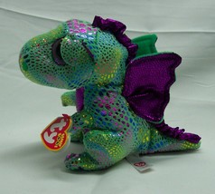 Ty Beanie Boos Big Eyed Cinder Green & Purple Dragon 5" Plush Stuffed Animal New - $16.34