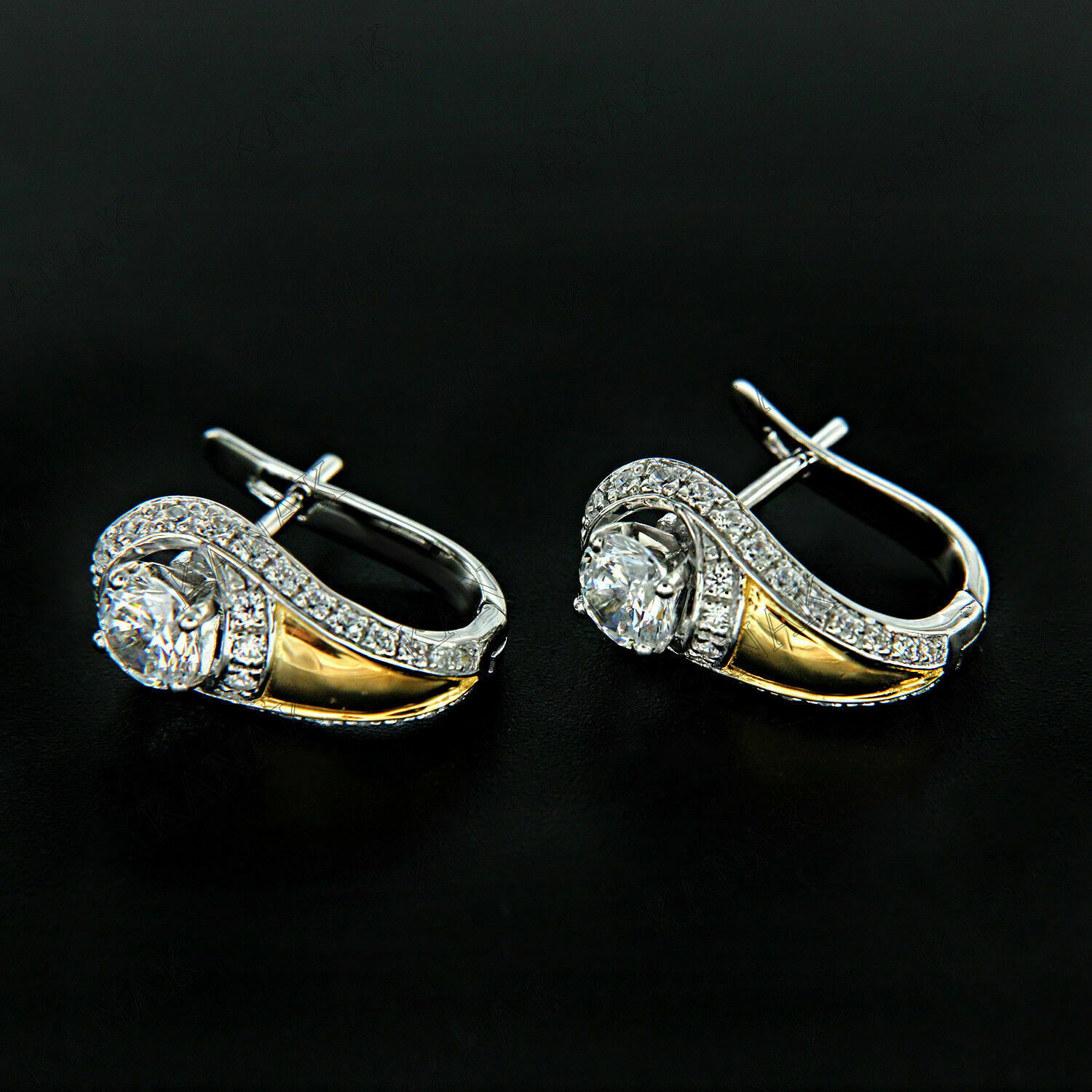 2ct Round Cut Moissanite Diamond Huggie Hoop Earrings 14k White Gold