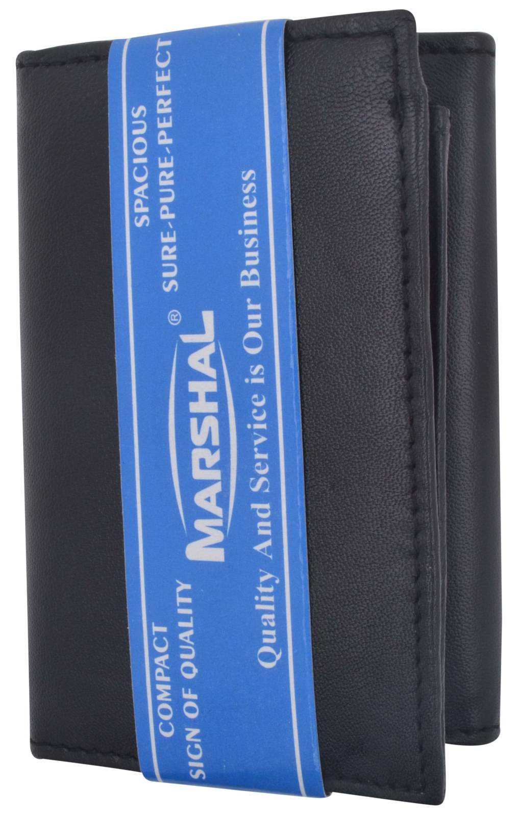 Trifold Center Flap Lambskin Leather Wallet with ID and Credit Card by Marshal