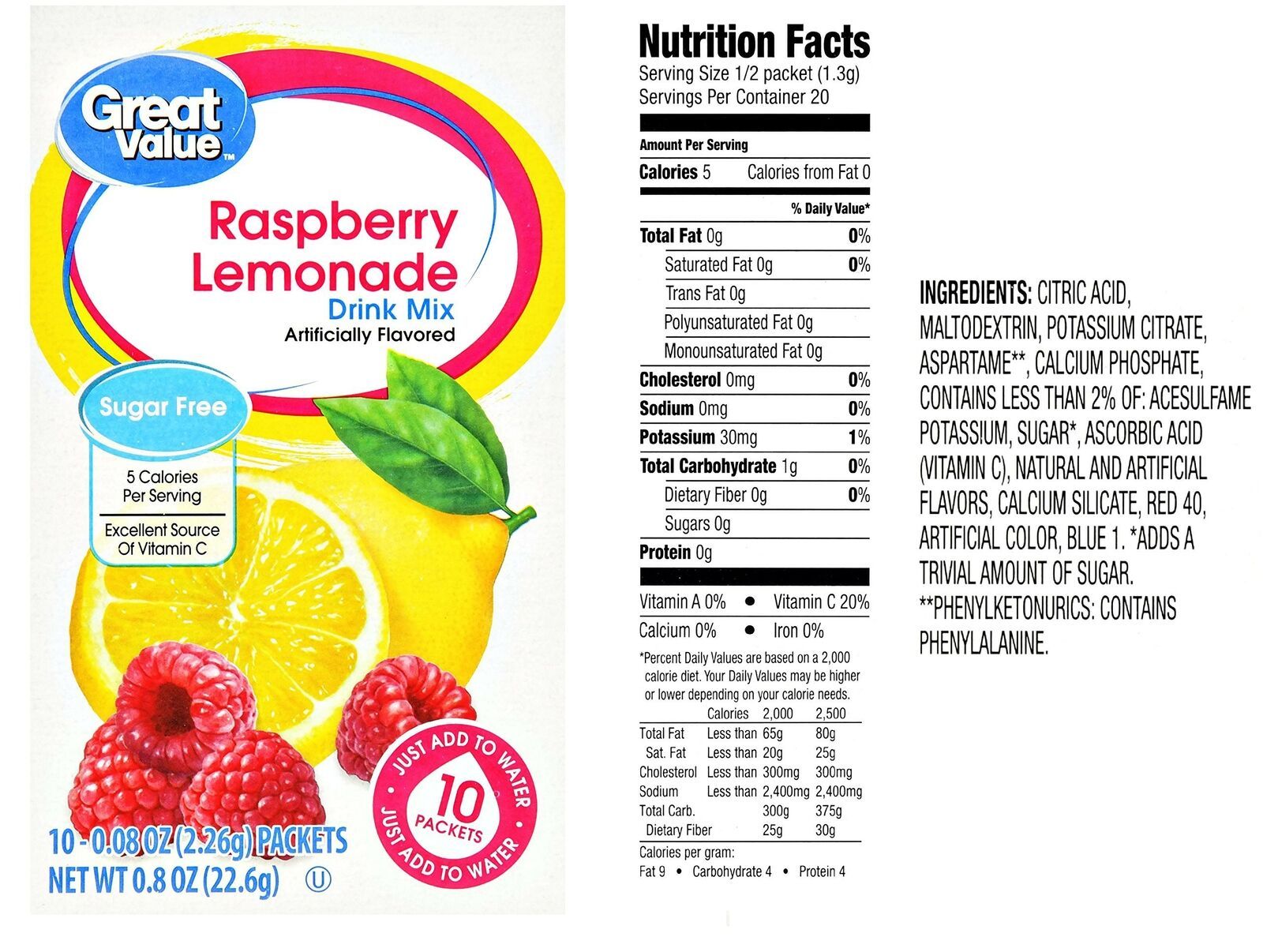 Great Value Low Calorie Sugar-Free Drink Mixes Variety Fruit Flavor ...