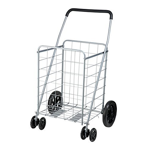 HoneyCanDo CRT01640 Dual Wheel Utility cart, 2Tier, Chrome Wheels, Tires