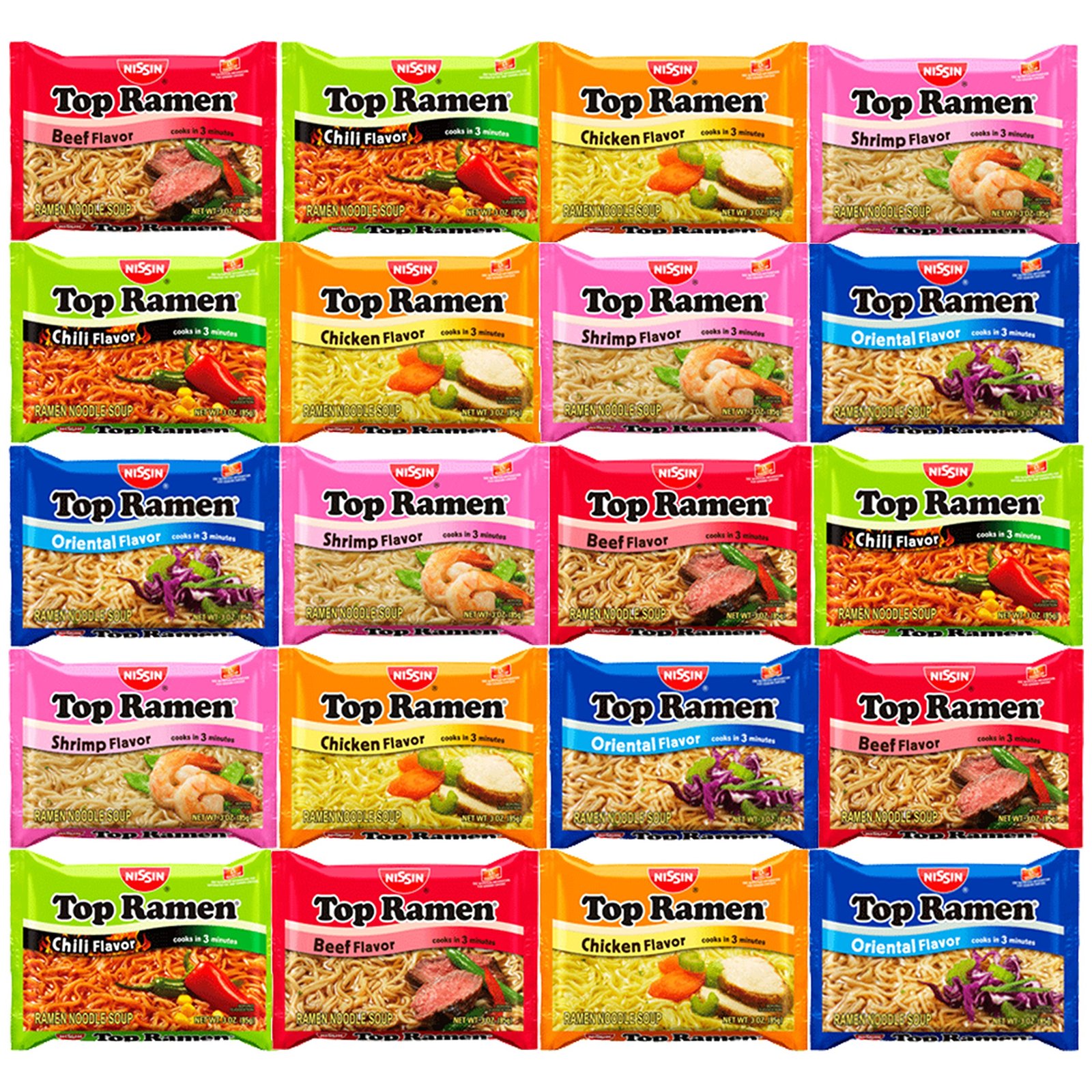 Snack Chest Nissin Top Ramen Noodles 5 Different Flavors Variety