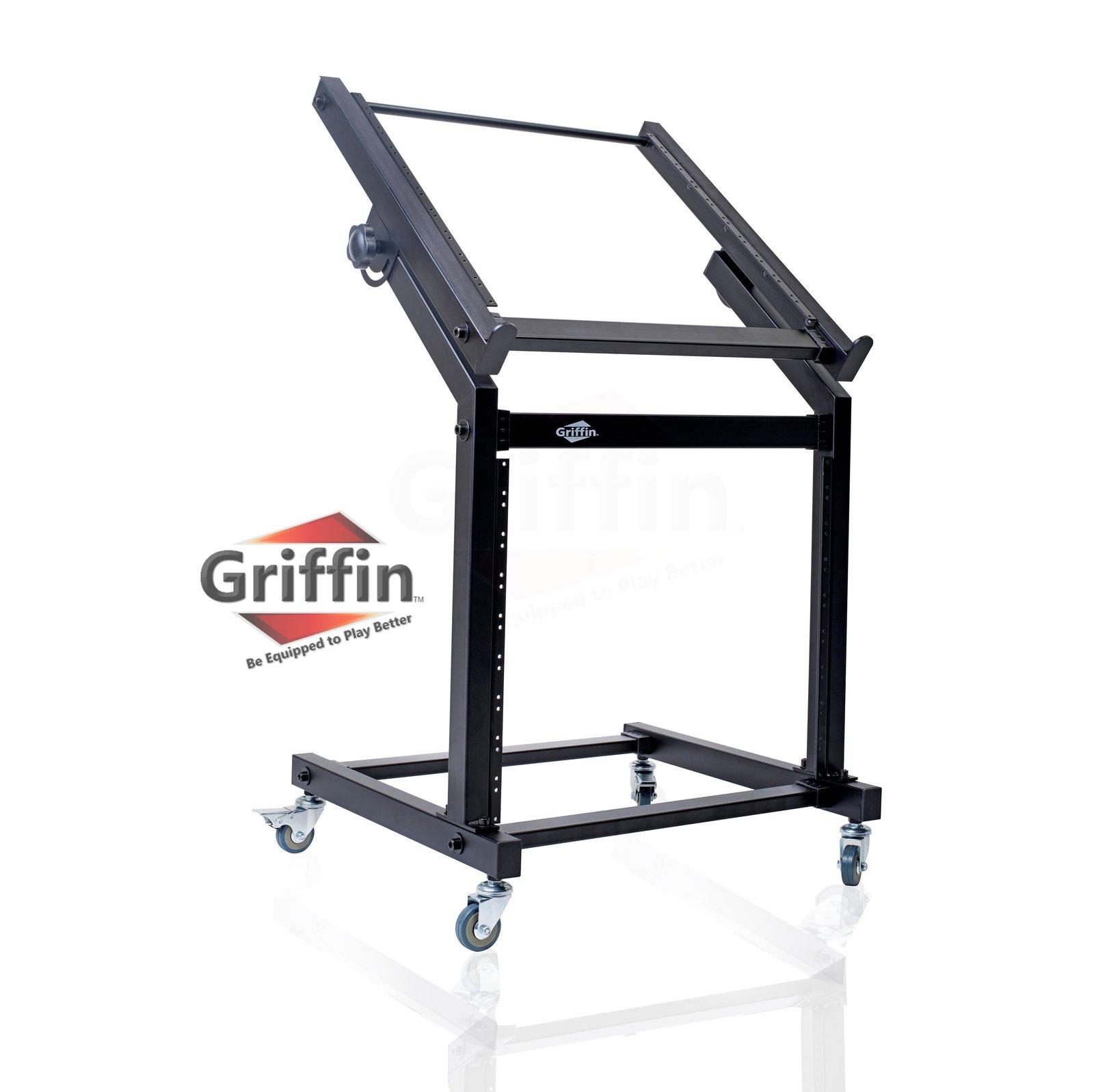 Rack Mount Rolling Stand & Adjustable Mixer Platform Rails by GRIFFIN - 19U Cart
