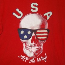 Red U.S.A. All the Way T-Shirt Skull Size Large (10-12) Old Navy - $20.82
