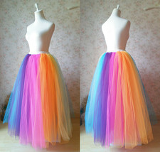 2022 RAINBOW Color Tutu Skirt Plus Size Floor Length Multicolor Rainbow Skirt  image 2