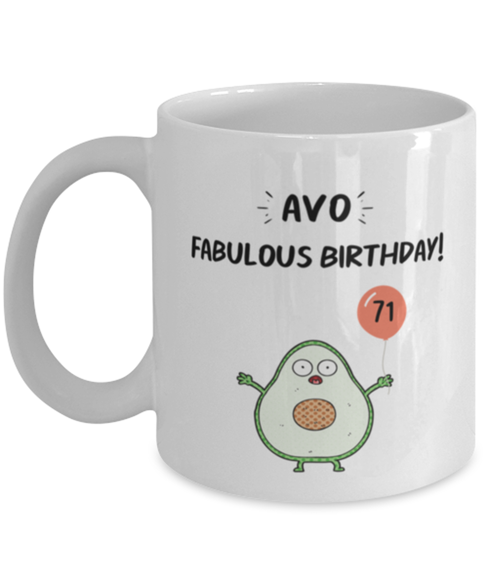 71 Avocado Birthday Mug, Vegetarian Birthday Gift, Birthday Mug Boyfriend