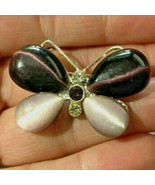 Vintage Silver Tone Purple Glass Rhinestone Butterfly Brooch Pin - $7.91