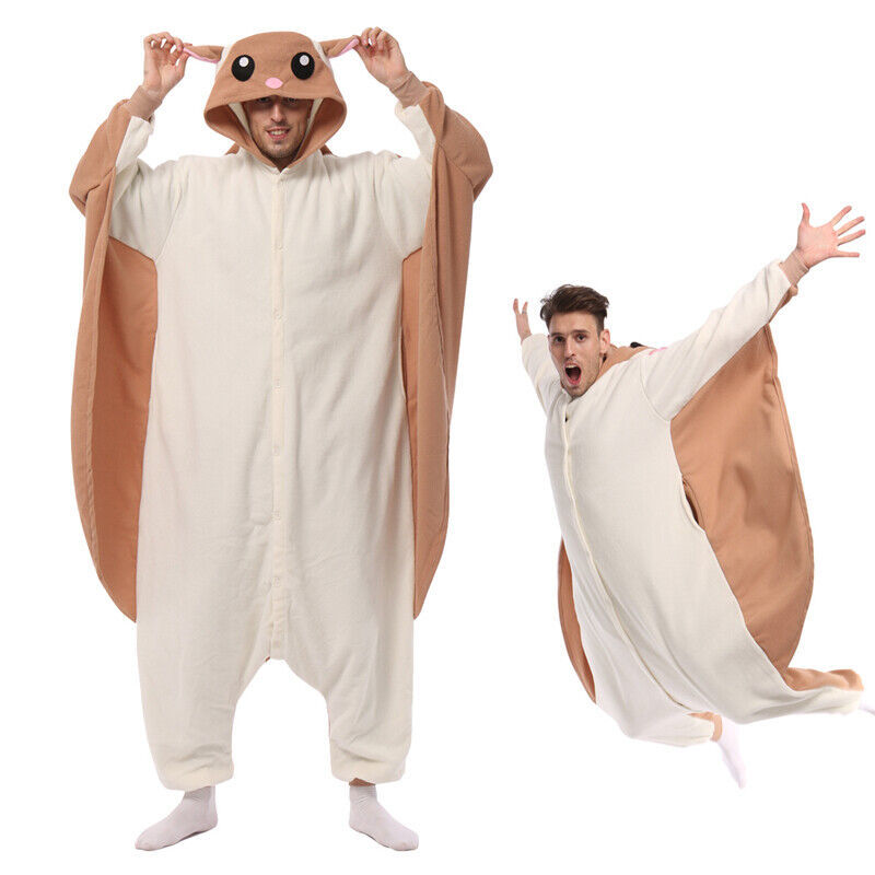 Adult Flying Squirrel Onesis Pajamas Men Women Halloween Costumes Outfit XXL